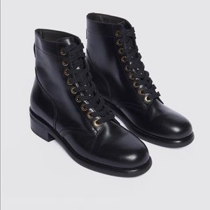 Biker boots with gold eyelets